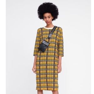 Zara midi sweater plaid dress